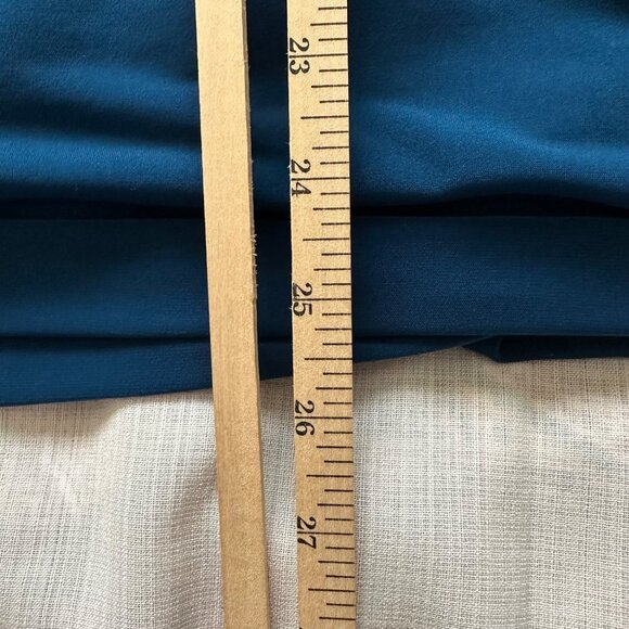 Susan Graver Womens Top XL Liquid Knit Teal Peplum Chiffon Overlay Feminine - Picture 7 of 7